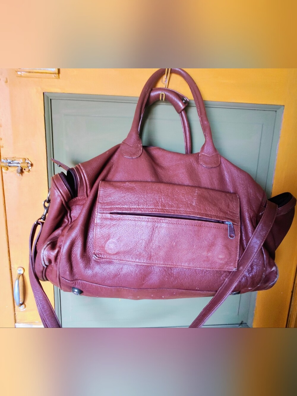 Classic 80s Vintage Brown Leather Weekend Bag - Women